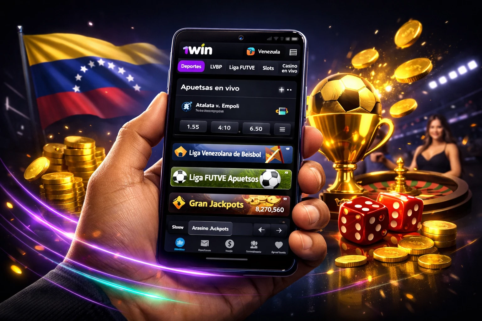 1Win Venezuela en el celular para apuestas deportivas y casino online